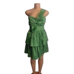[NEW] City Studio Green‎ One-Shoulder Cocktail Dress with Bow Detail